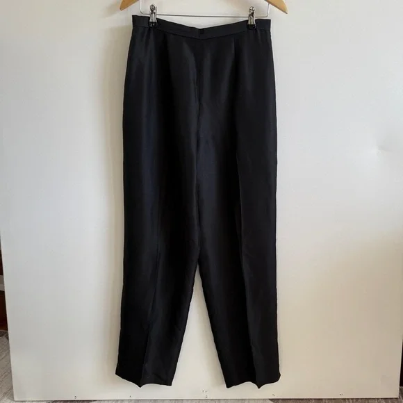 Vintage Silk Trousers High Waist Black 12