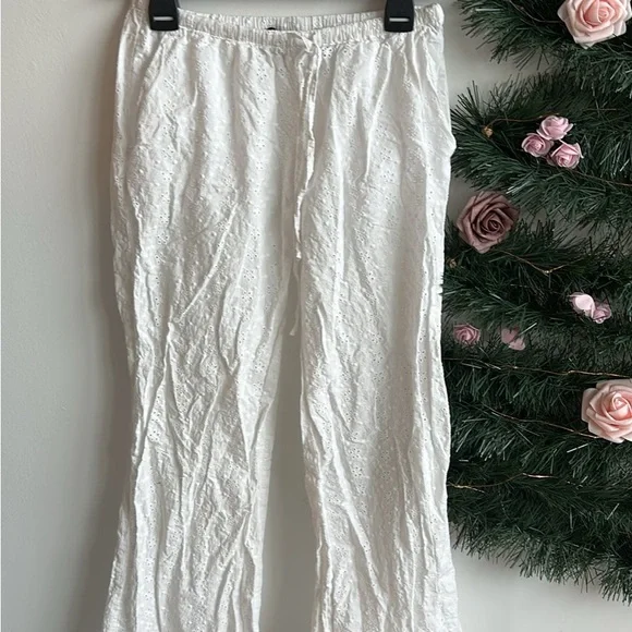 Divided White Eyelet Trousers