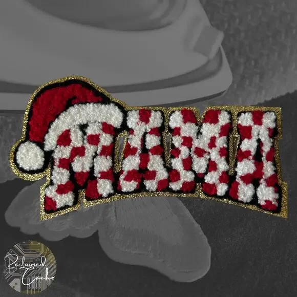 MAMA with Santa Hat Iron On Patch
