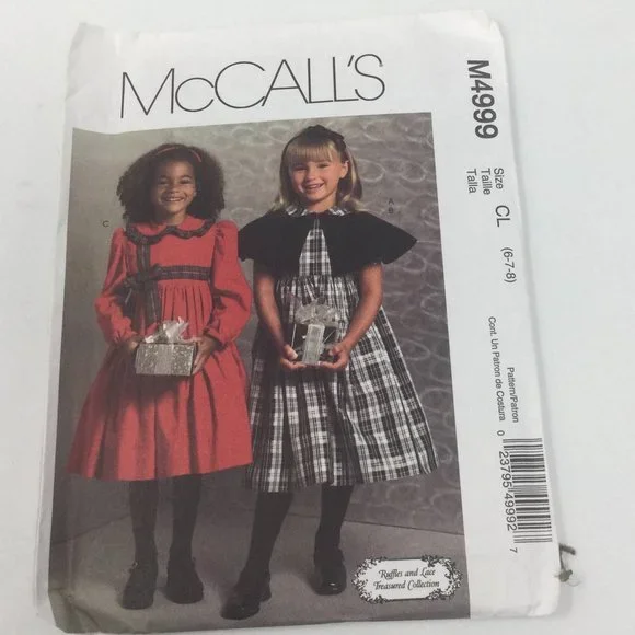 McCalls Sewing Patterns Child Christmas Dress and Cape  6 7 8