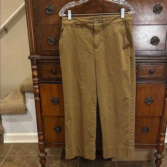 Garnet Hill Organic Cotton High Rise Wide Leg Crop Pants Women's Size 6