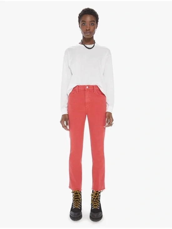 MOTHER Coral‎ High-Rise Cropped corduroy Straight hopscotch Jeans