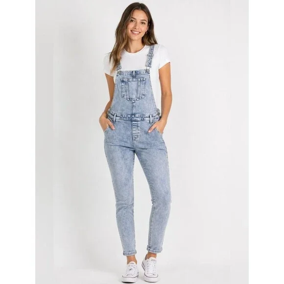 Blue Denim Overalls Old Navy Pockets , Side zip, Skinny Size 4