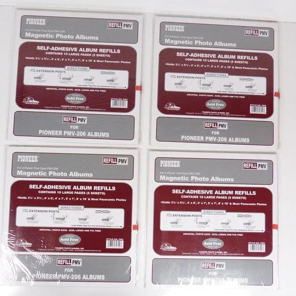 LOT OF 4 Packages Pioneer Magnetic Photo Album REFILL Pages X Pando PMV 206