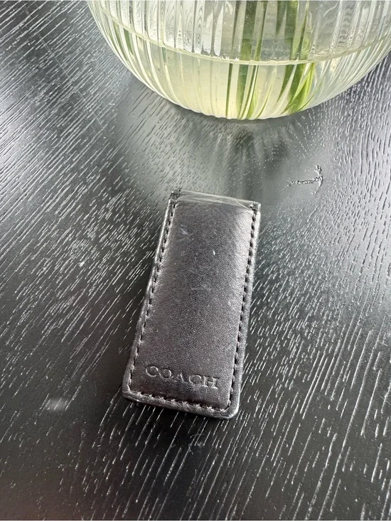 Coach Black Leather Money Clip Holder