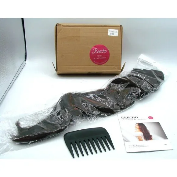 NEW Reecho Chocolate Brown 2pc Clip In Hair Extensions Long Straight Wavy Thick