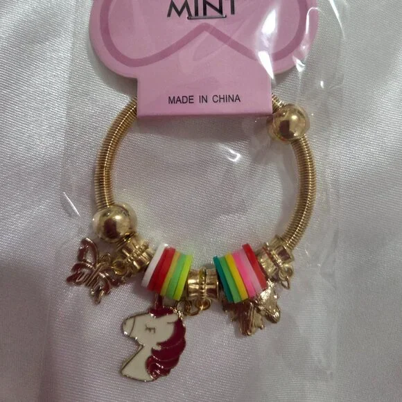 Mint Baby Small Metal Bracelet Lot of 8 Colorful Charm Bangles Kids Jewelry Set