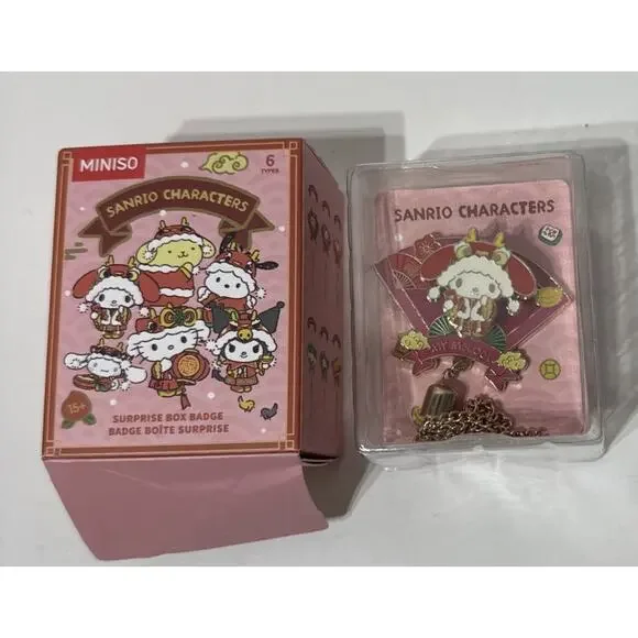 2025 Miniso Sanrio Surprise Box Badge My‎ Melody Metal Pin 3D Jewelry Opened Box