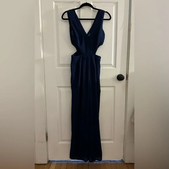 Dark blue jumpsuit with cutouts
