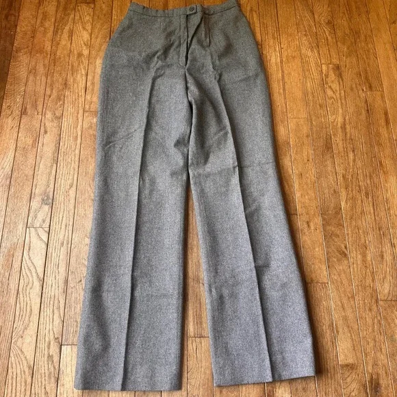 Vintage Pendleton Wool Trousers Womens 28 Wide Leg High Rise Grey Career READ