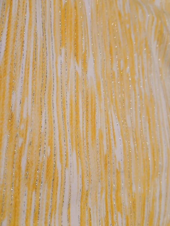 GLITTER, GLITTER, Yellow, White & Glitter Stretch High Waist Straight Leg Pants