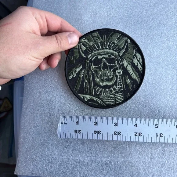 Skull‎ Indian Chief Patch Embroidered Military Biker Jacket Hat Vest Applique