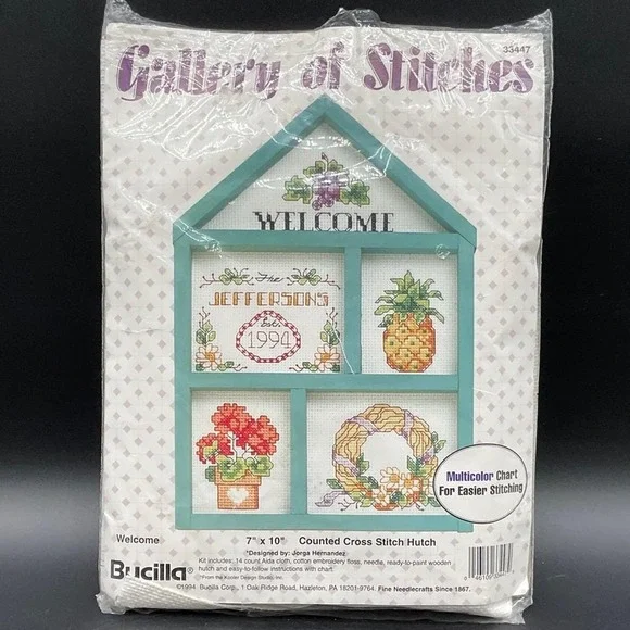 Bucilla‎ Gallery of Stitches Welcome Cross‑Stitch Hutch Kit 14‑Count 7×10 in