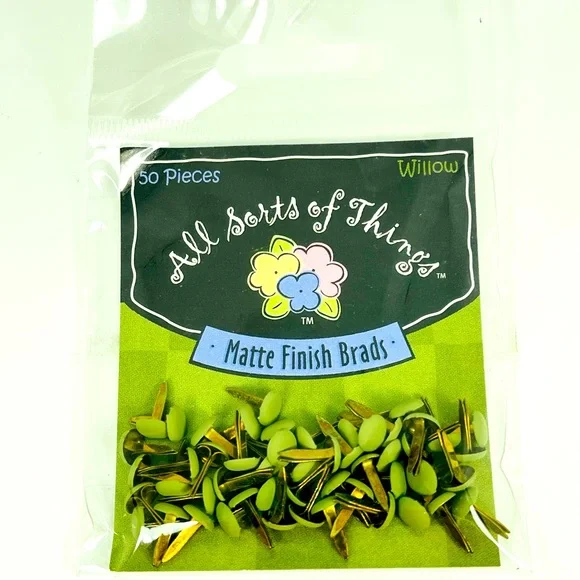 Lasting Impressions Matte Finish Brads Willow Green Pack of 50 New