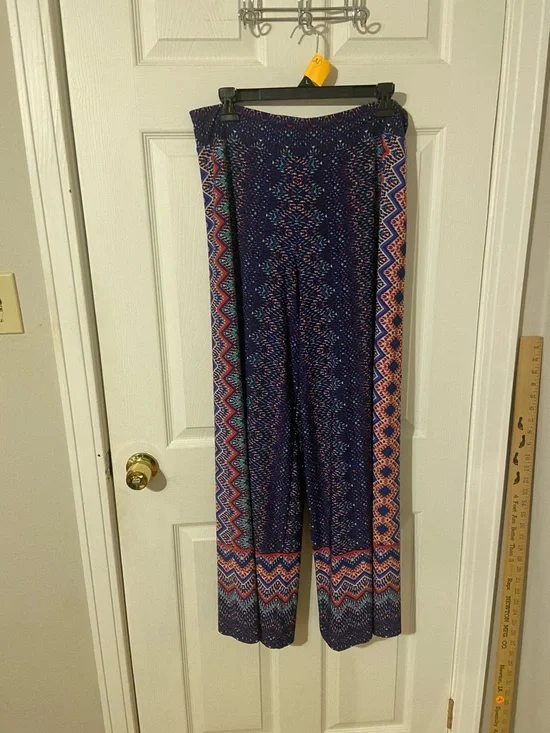 Cato Navy Multicolor Geometric Wide-Leg Pants
