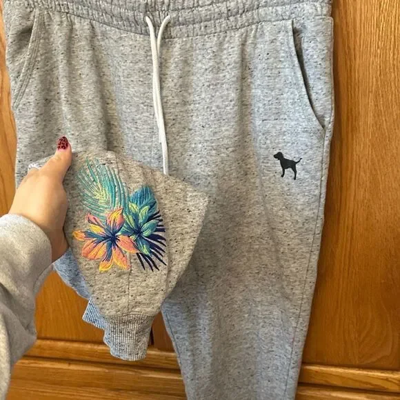 Pink hibiscus joggers