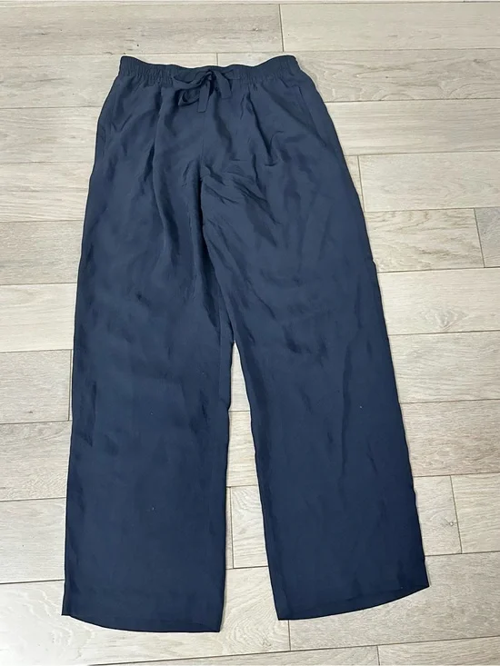 Theory Navy Wide-Leg Drawstring Trousers