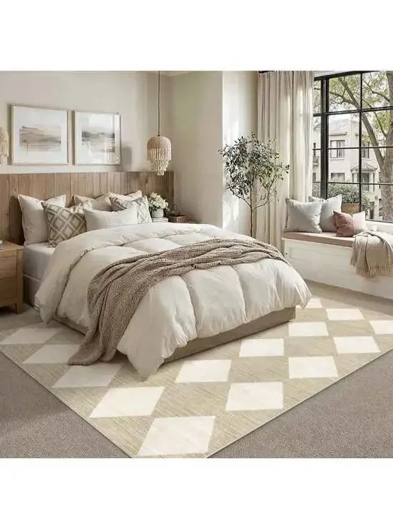 6x9 Checkered Area Rugs Living Room Machine Washable Rug NonSlip Stain Resistant