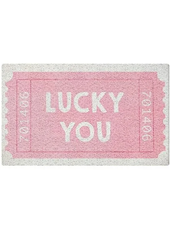 SNNDER Trendy Retro Pink Door Mat, Funky Retro Lucky You Tickets Doormat for
