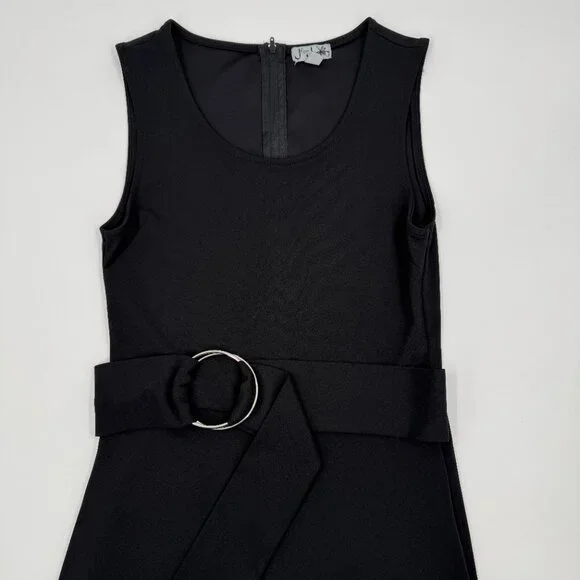 J for Justify‎ Womens Black Sleeveless Wide Leg Jumpsuit O-Ring Belted Small