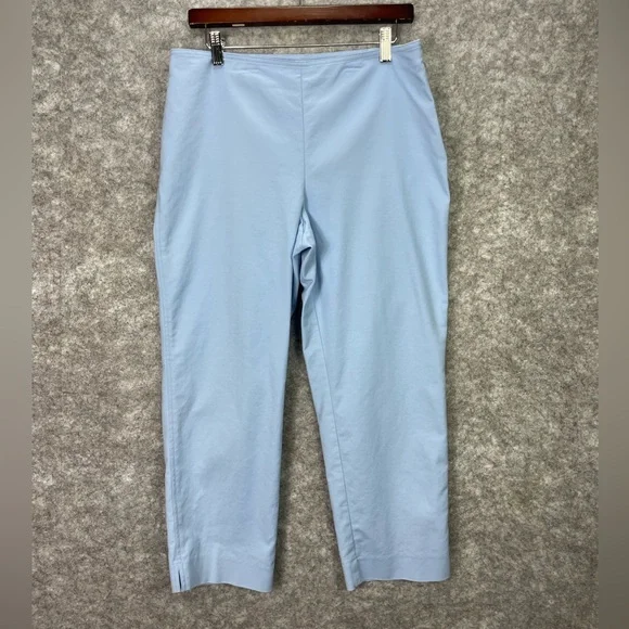 St. John Pants Womens 10 Pastel Blue Cropped Ankle Side Zip Dressy Made in USA