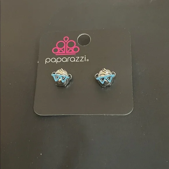 Paparazzi Silver and Blue Monkey Stud Earrings