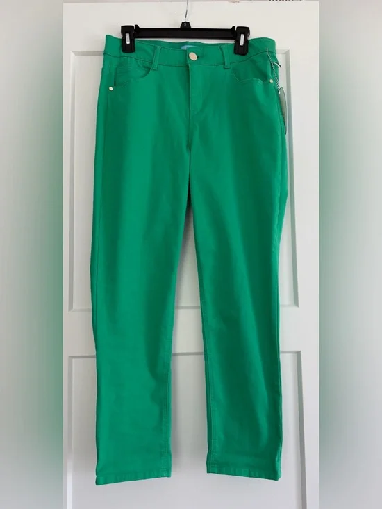 NWT Draper James RSVP Emerald Green Roll Cuff Skinny Pants, Size 12