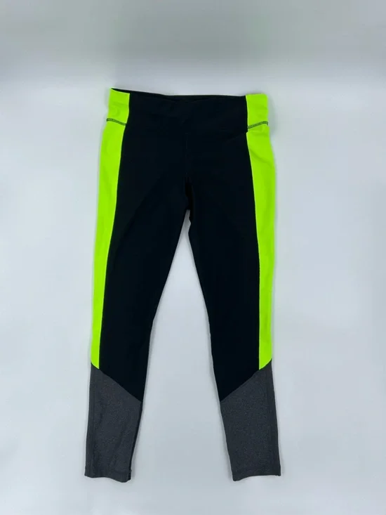 Xersion Black Leggings with Lime Green Branding M