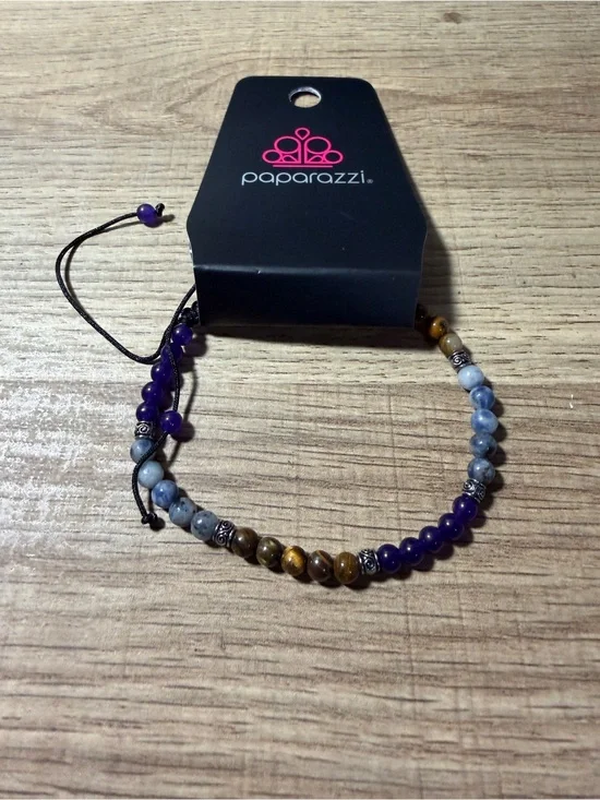 paparazzi Purple, Blue & Brown Beaded Kids Bracelet