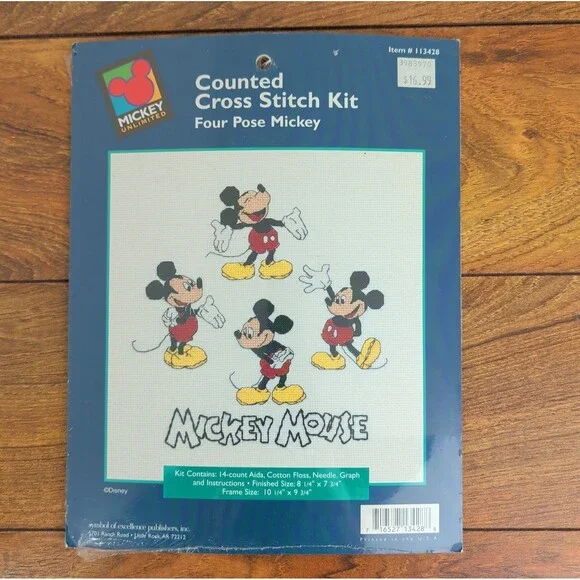 MICKEY Unlimited Four Pose Mickey Counted Cross Stitch Disney 113428 NEW SEALED