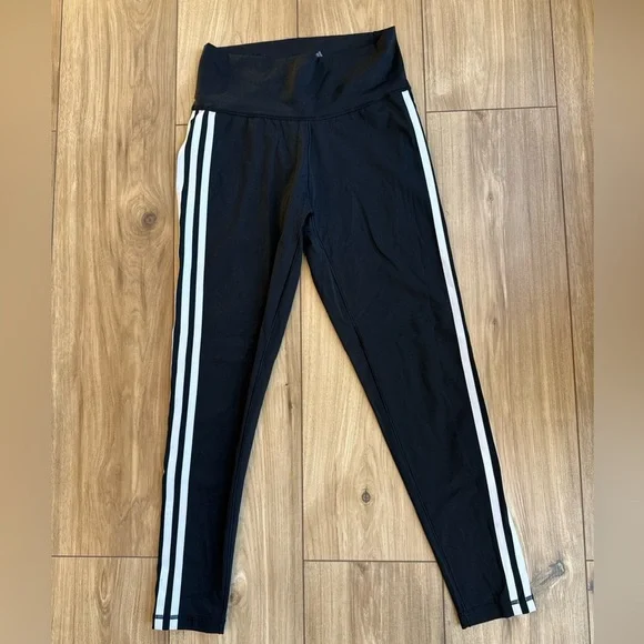 adidas Womens 7/8 3-Stripe Active Tight High Waisted (BLACK/WHITE, SIZE M) NWOT