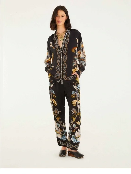 Black Flowerful Garden Pajama Pants by Farm Rio! DT