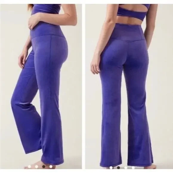 NWOT‎ Athleta Elation Purple Velvet Flare Pant -Size XXS MSRP $109