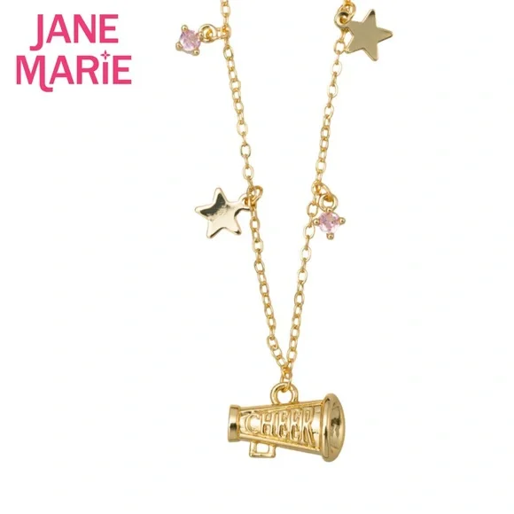 Jane Marie Peyton Chain Necklace with Gold Megaphone, Star and Crystal Charms