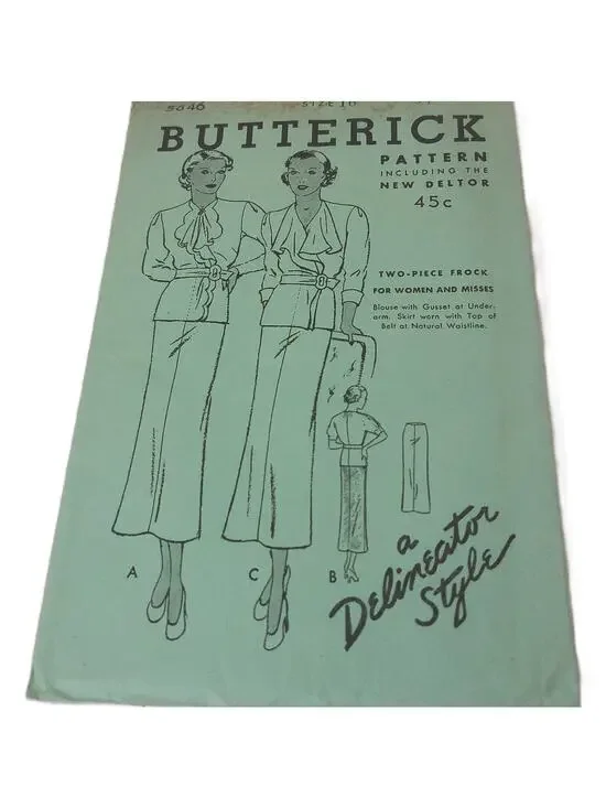 Vtg Butterick 5846 Two-Piece Pattern Delineator Style Uncut New Deltor Size 16