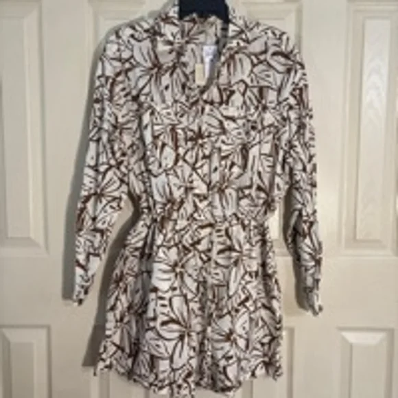 Women's Magaschoni Romper Size M White Brown Floral