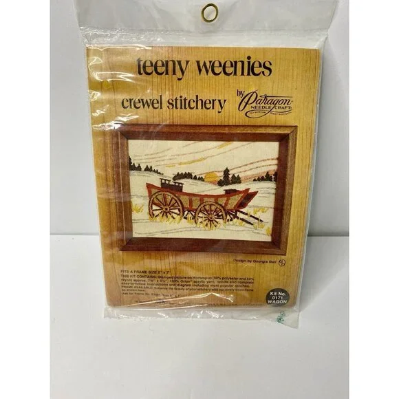 Paragon Crewel Stitchery Kit Teeny Weenies Wagon Kit 0171‎ Vintage New Craft