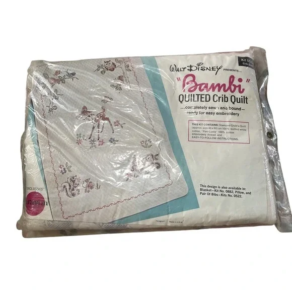 Vtg Walt Disney's Bambi Quilted Crib Quilt Paragon Needlepoint Kit #0522 NEW