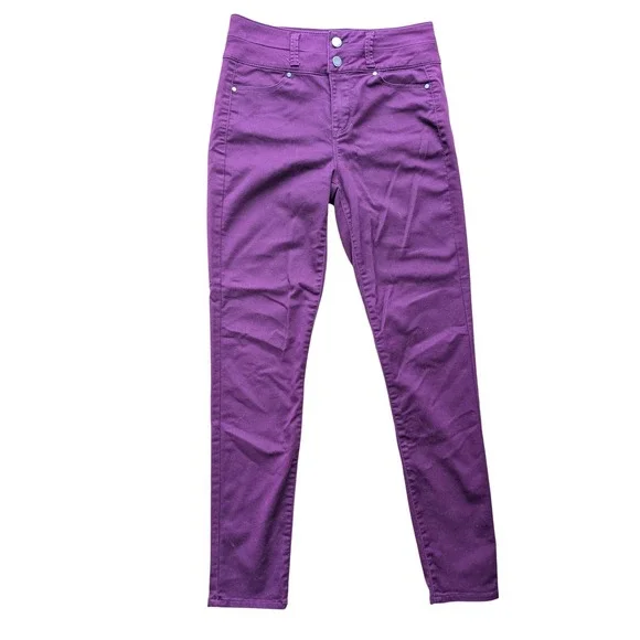 Tinseltown Womens High Rise Skinny‎ Pants Plum Purple Double Button Size 5