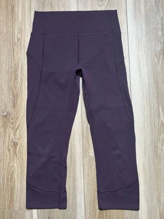 Lululemon In Movement Purple Everlux Cropped Leggings - Women Size 6 *Stained