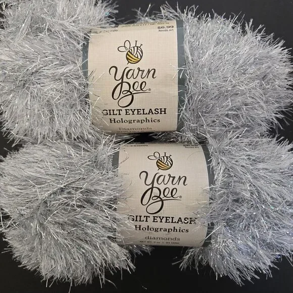 Yarn Bee Gilt Eyelash Holographics Yarn 2 Skeins DIAMOND