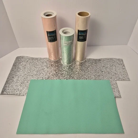 The Ribbon Boutique Faux Leather Organza Fabric Bundle Pink Mint Silver Good DIY