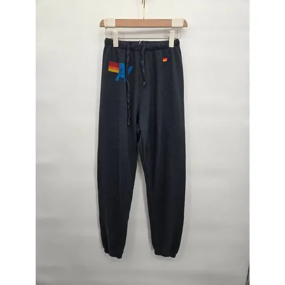 Aviator Nation Logo Sweatpants Charcoal Black Sz Small