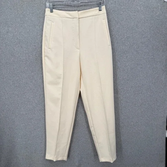 ZARA Cream High Waisted‎ Tailored Trousers Pants Women Medium No Wrinkle