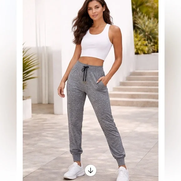 Athleta Gray Heather Joggers – Lightweight, Soft Drawstring Sweatpants for Women