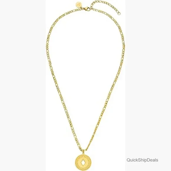 Gold Plated Stainless Steel Adjustable Chain Necklace with Pendant