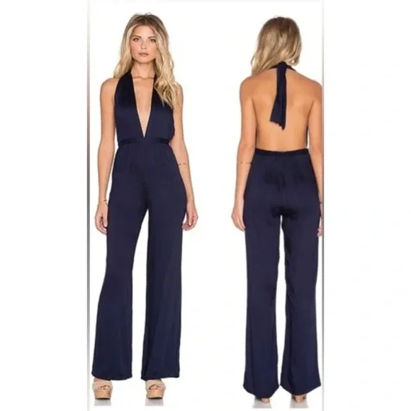 FAITHFULL THE BRAND Navy Blue Convertible Wrap Jumpsuit‎ Romper Size S