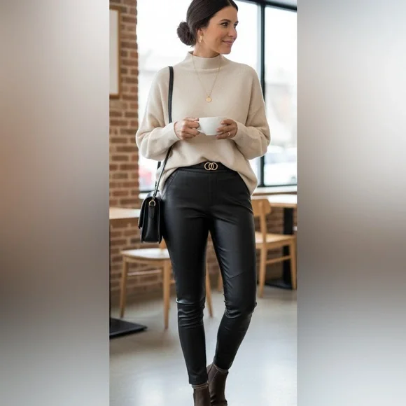 Free People Black Leather Trousers Women’s  Size: 24