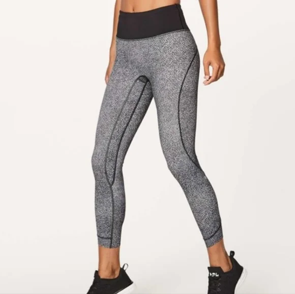 Lululemon Athletica‎ Run The Day Legging SzS Gray/Black Crop Lightweight