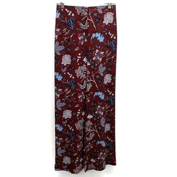 Diane Von Furstenberg Burgundy w/Blue Floral Pants
